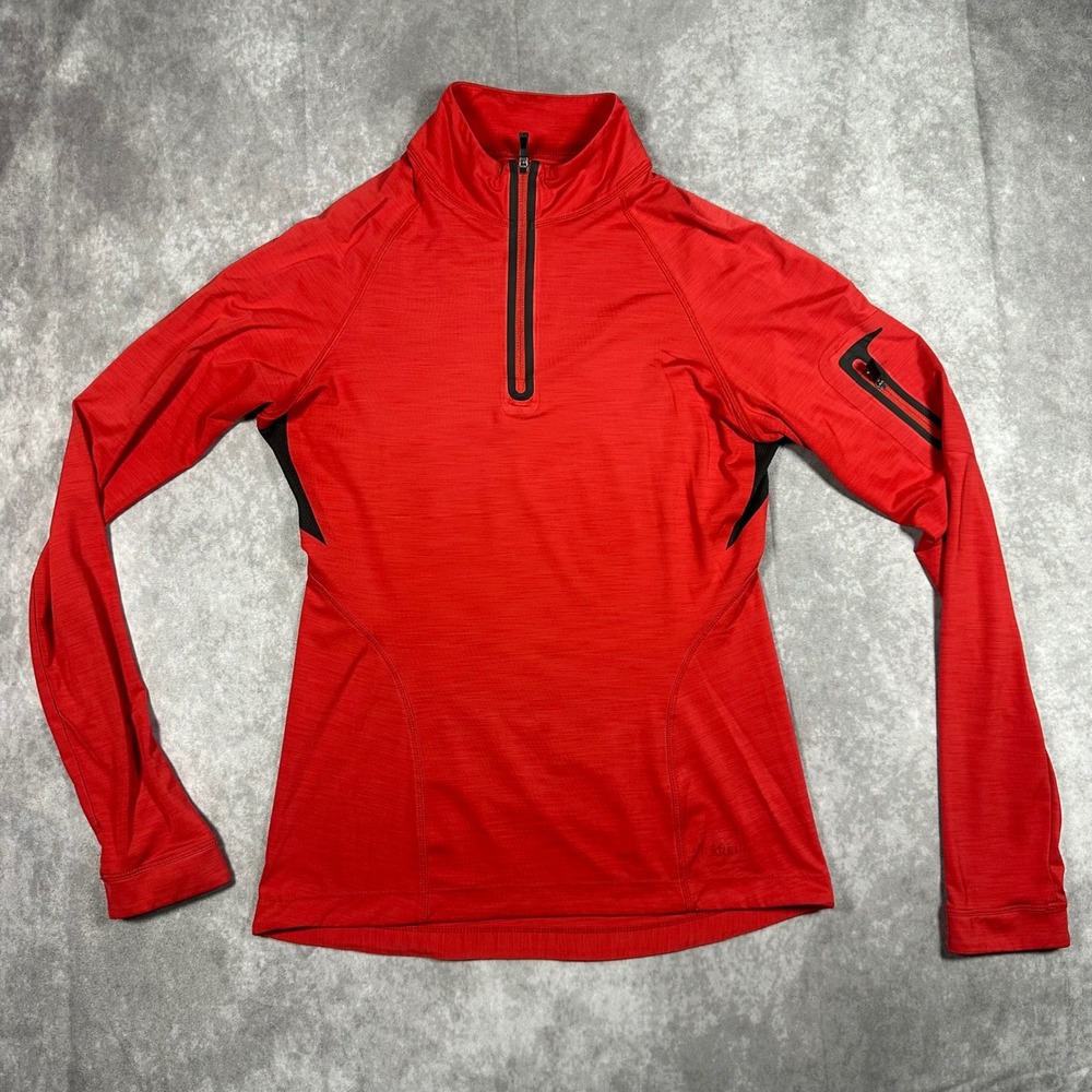 REI Co-op Womens XXS Red Quarter Zip Pullover Athletic Hiking Activewear Top